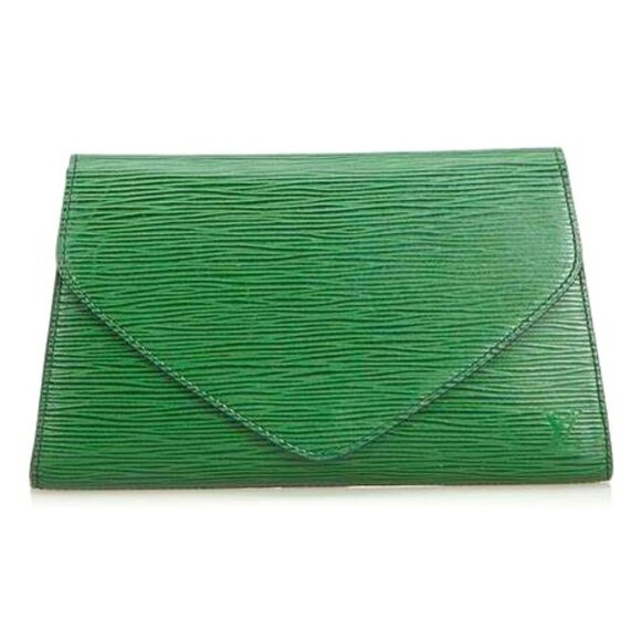 Authentic Louis Vuitton Epi Arts Deco Clutch Bag Green M52644 >gc9620 - Picture 1 of 11